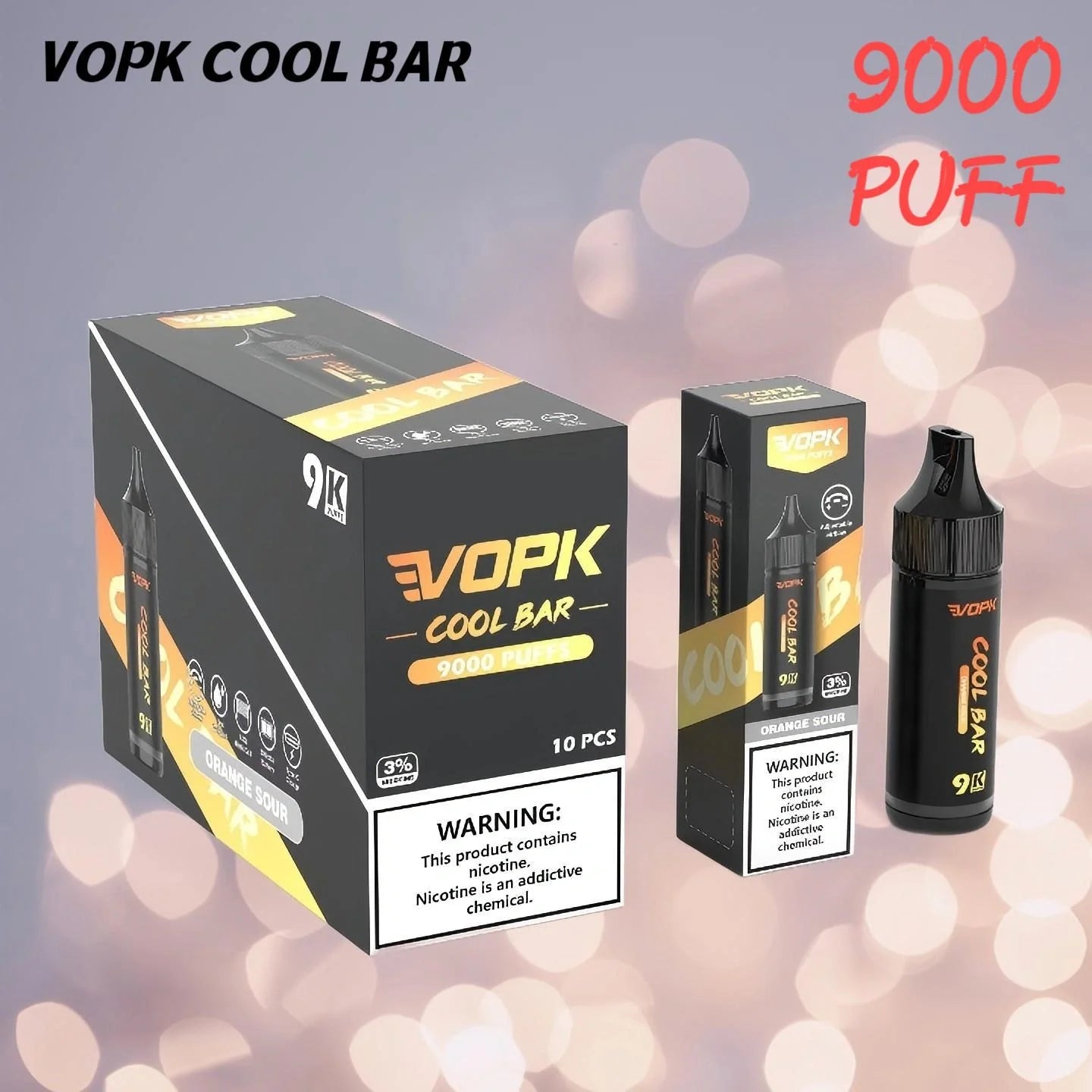 VOPK COOL BAR 9000 Puffs Wholesale Price Discount Sale-600mAh battery, 15ml E-liquid,Multiple Nicotine 10 Flavors