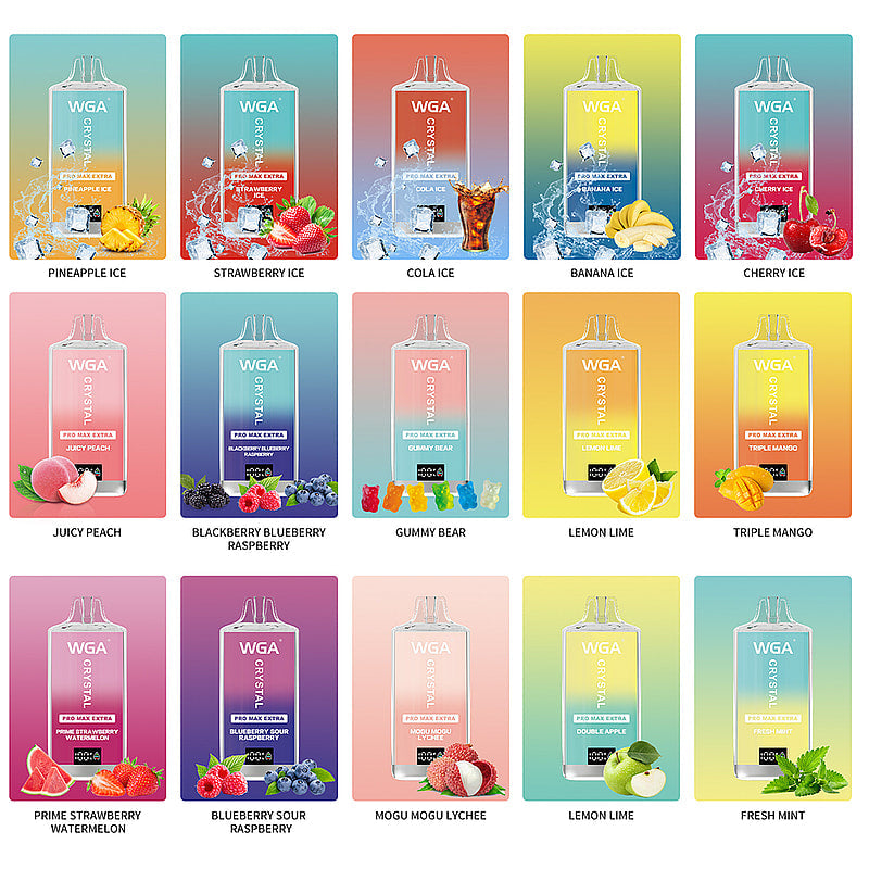 WGA Crystal Pro Max Extra 15K (15000) Puffs | Dive into a Flavorful Vaping Adventure-650mAh Battery, 20ml E-liquid, Multiple Nicotine 31 Flavors