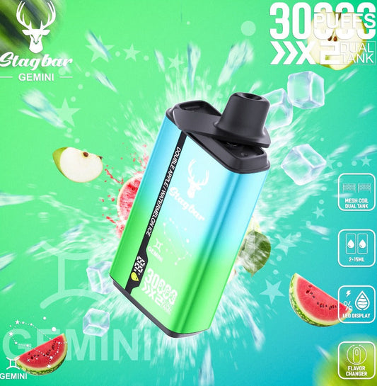 EU Warehouse Stag bar GEMINI 30000 Puffs Disposable Vape Wholesale-750mAh battery, 15ml E-liquid, Multiple Nicotine 10 Flavors