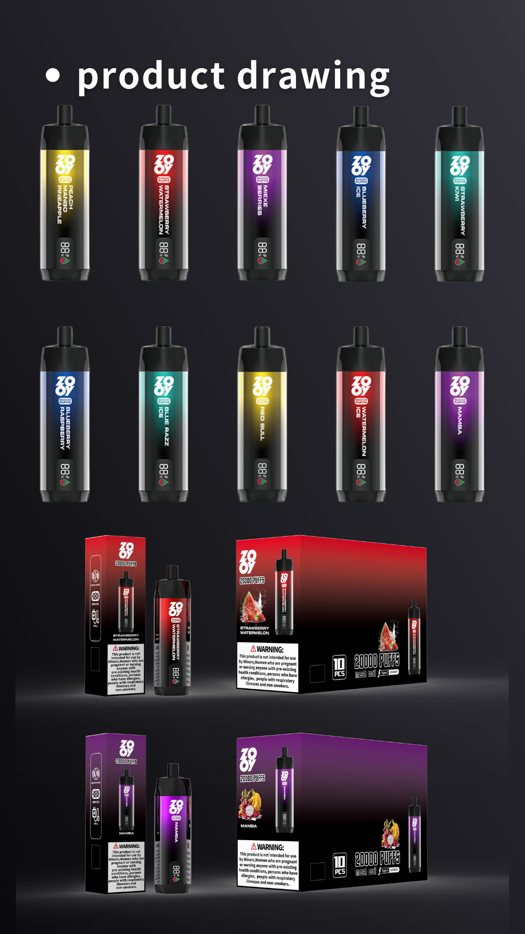 2024 New Arrive Zooy Shisha 20k Puffs Dtl Disposable Electronic Cigarette 20000 Puffs