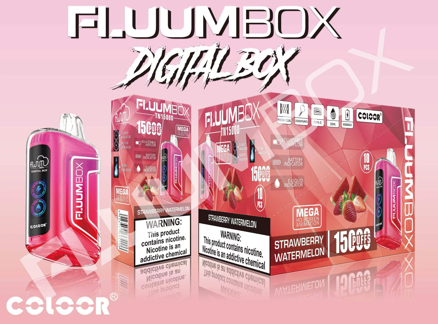 FLUUM BOX 15000 Puffs Disposable Vape Wholesale-650mAh battery, 25ml E-liquid, Multiple Nicotine 12 Flavors