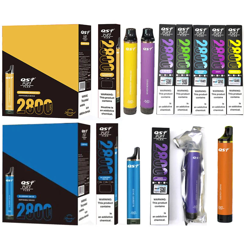 QST Puff Flex 2800 Puffs Vape Disposable Wholesale Electronic Cigarettes 0% 2% 3% 5% 8 ml Pod 850mah Battery Pen Minimum Order 100pcs