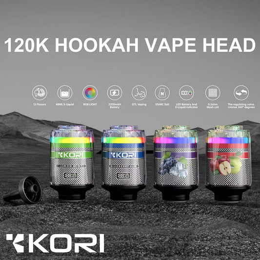 Kori 120000 Hookah Disposable Vape Wholesale-2200mAh battery, 60ml E-liquid, Multiple Nicotine 12 Flavors