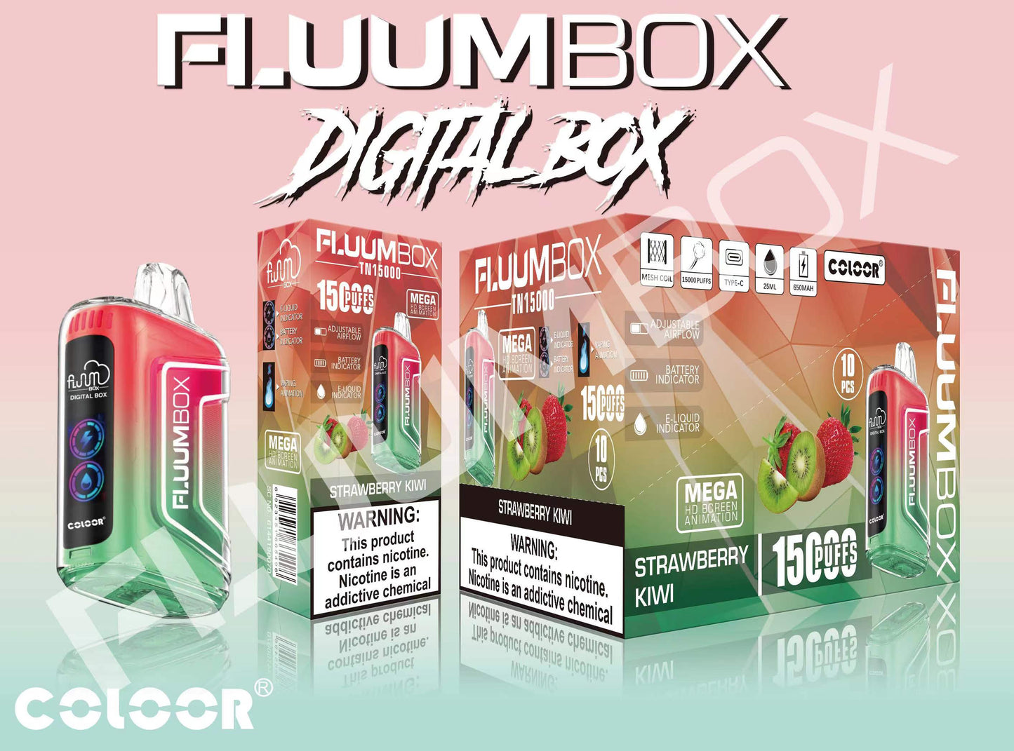 FLUUM BOX 15000 Puffs Disposable Vape Wholesale-650mAh battery, 25ml E-liquid, Multiple Nicotine 12 Flavors