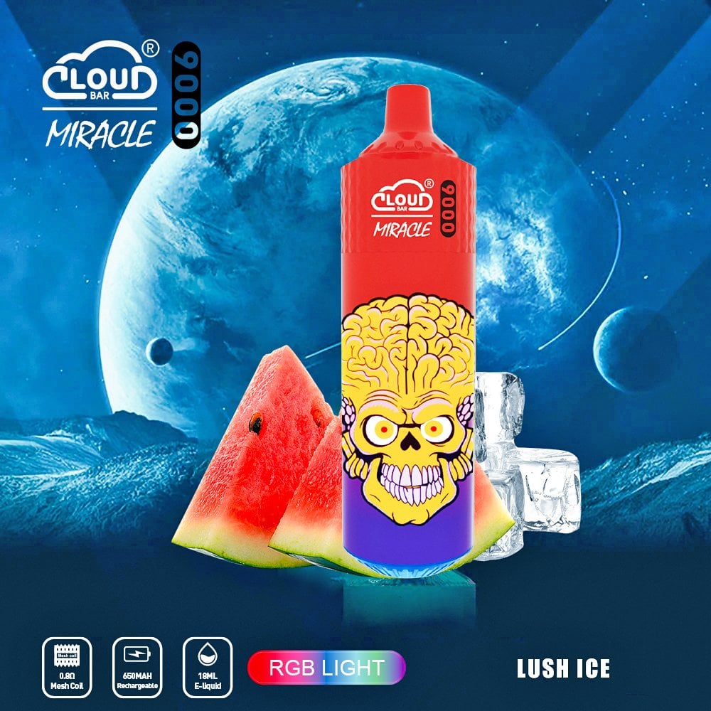 Cloud Bar Miracle 9000 Puffs 2% 3% 5% Nicotine Rechargeable Disposable vape
