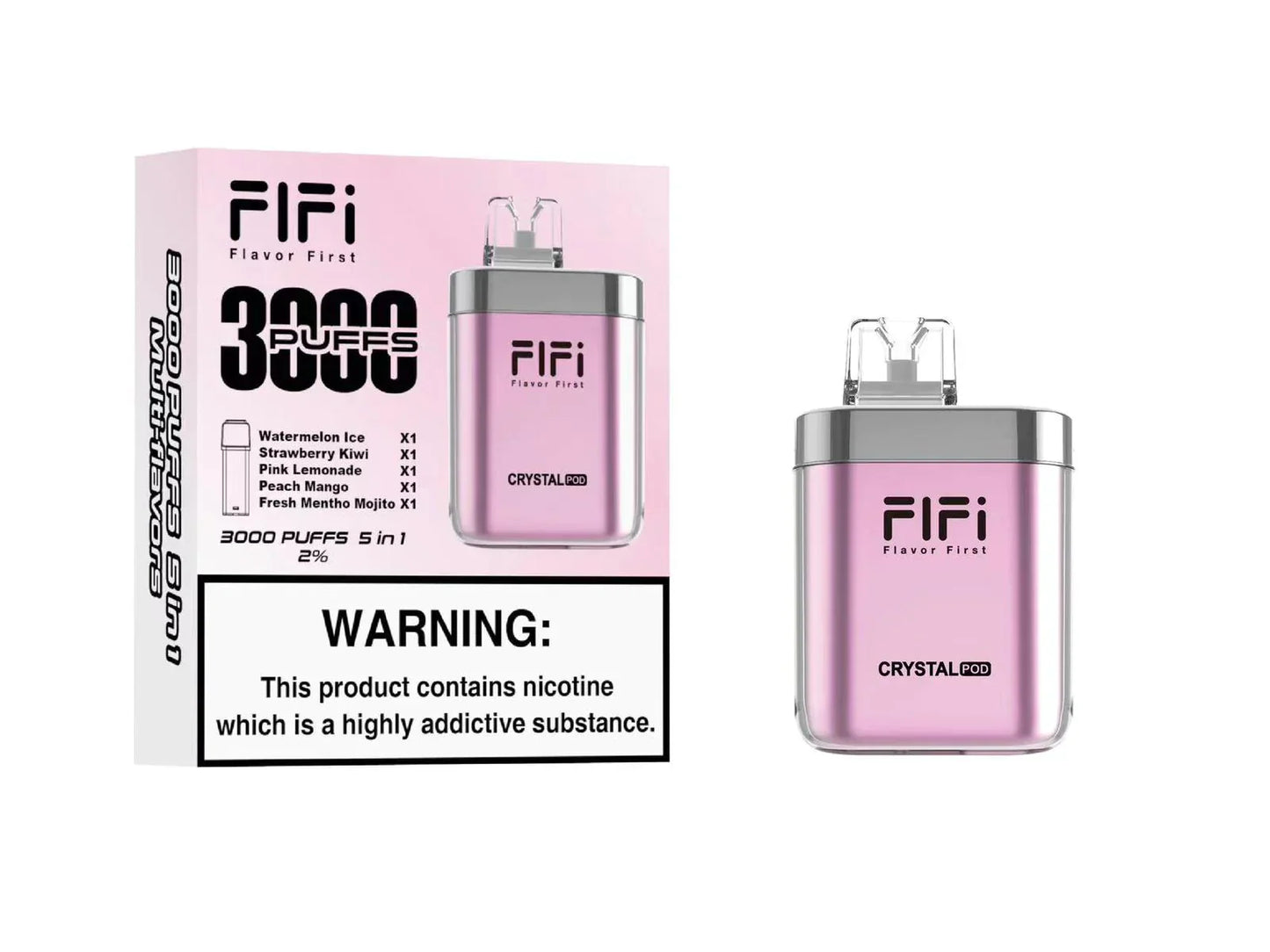 CRYSTAL FI FI KIT WITH 5 Prefilled PODS 3000 multi-flavour 20MG 2ML 600 PUFF X 5PODS