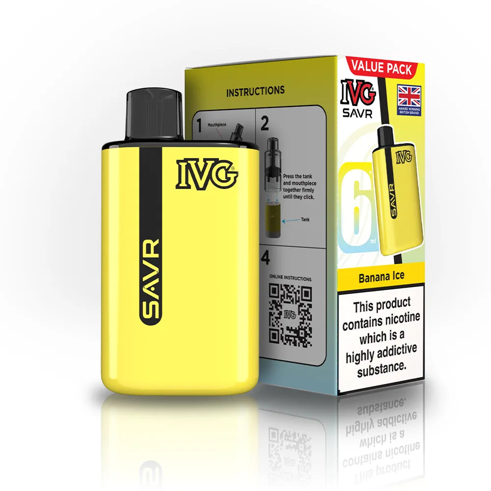 IVG SAVR Starter Vape Kit-650mAh battery, 6ml E-liquid, Multiple Nicotine 30 Flavors