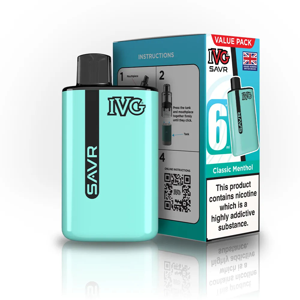 IVG SAVR Starter Vape Kit-650mAh battery, 6ml E-liquid, Multiple Nicotine 30 Flavors
