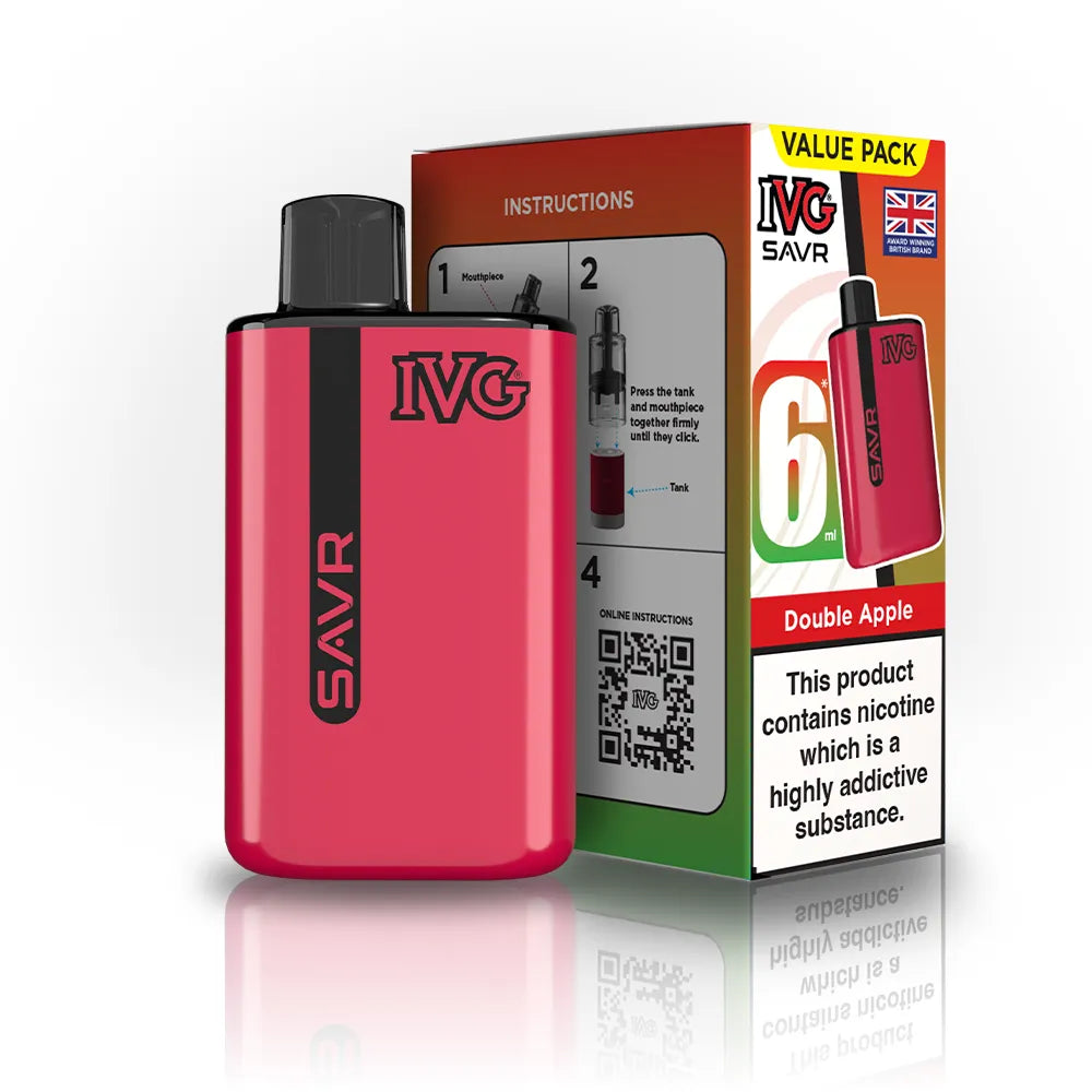IVG SAVR Starter Vape Kit-650mAh battery, 6ml E-liquid, Multiple Nicotine 30 Flavors
