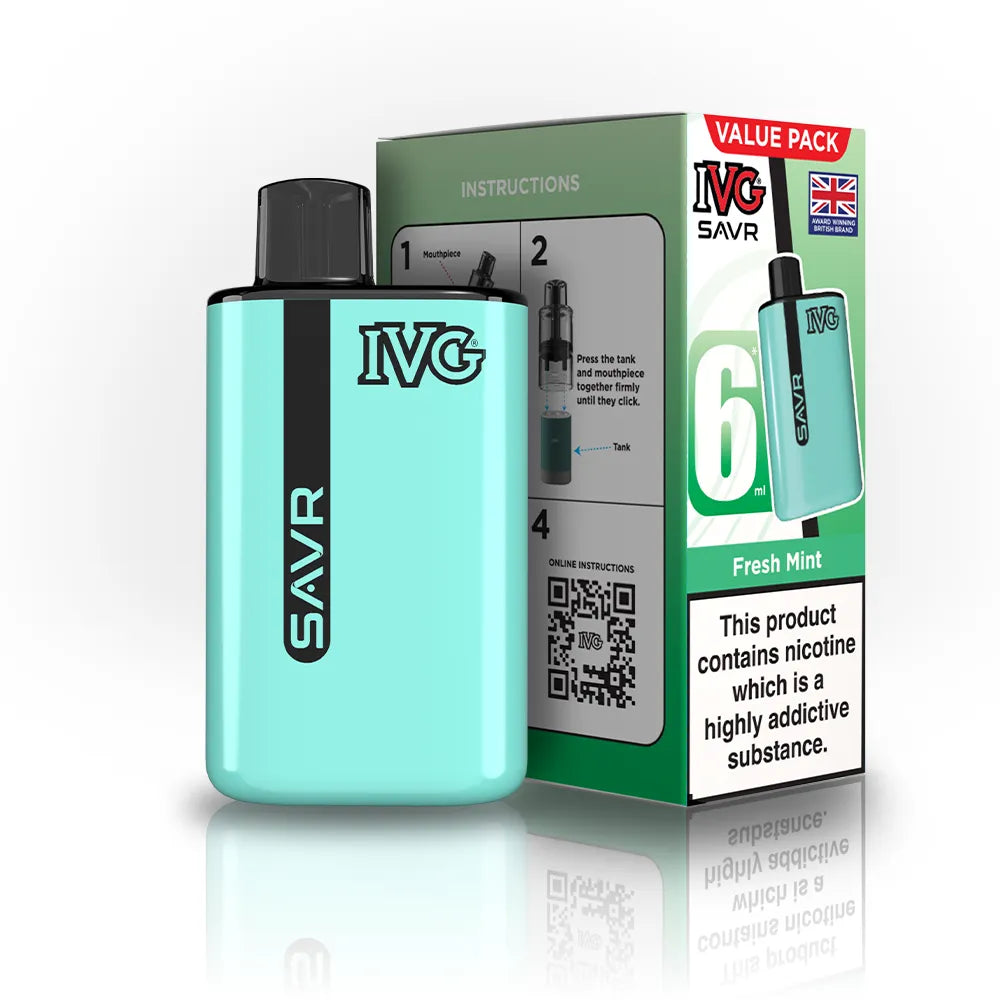 IVG SAVR Starter Vape Kit-650mAh battery, 6ml E-liquid, Multiple Nicotine 30 Flavors