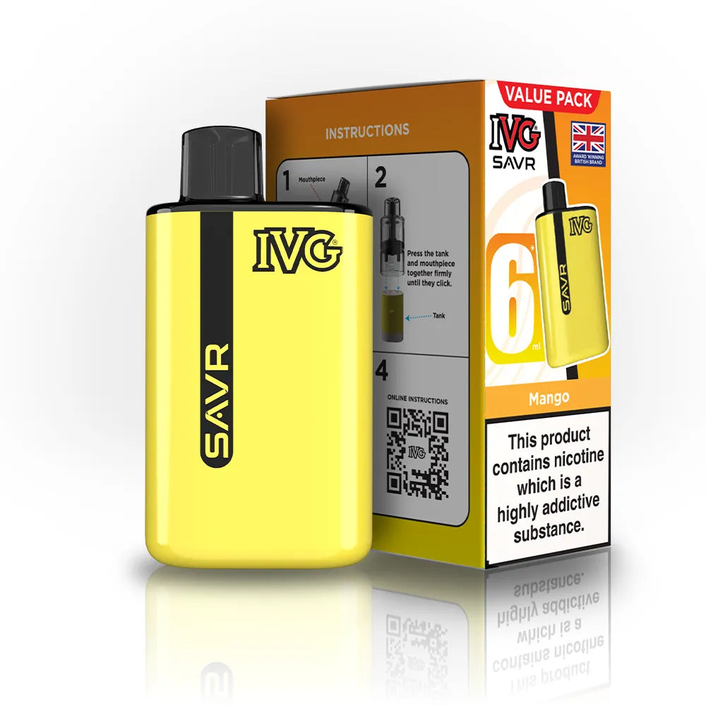 IVG SAVR Starter Vape Kit-650mAh battery, 6ml E-liquid, Multiple Nicotine 30 Flavors