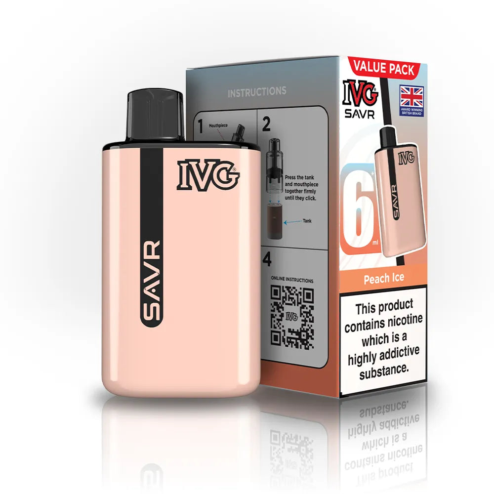 IVG SAVR Starter Vape Kit-650mAh battery, 6ml E-liquid, Multiple Nicotine 30 Flavors