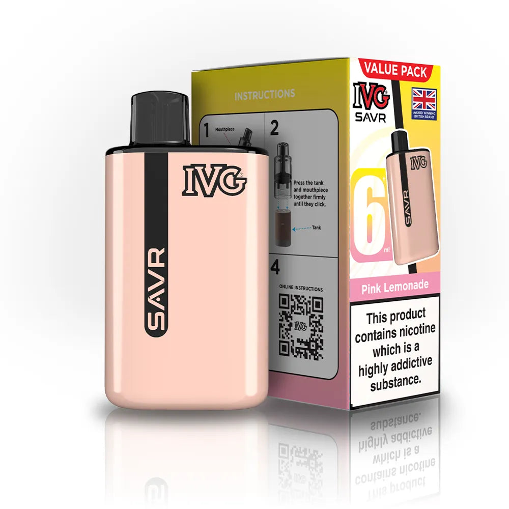 IVG SAVR Starter Vape Kit-650mAh battery, 6ml E-liquid, Multiple Nicotine 30 Flavors