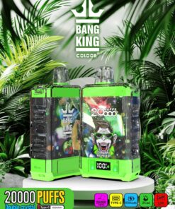 Bang King Box Double Crystal 20000 Puff 20k Display Screen Disposable Electronic Cigarette Vape-850mAh Battery, 40ml E-liquid, Multiple Nicotine 12 Flavors