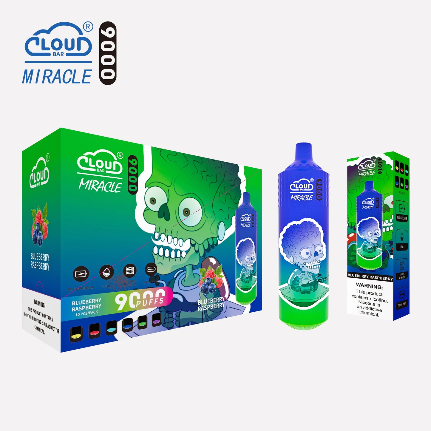 Cloud Bar 9000 Puffs 5% Rechargeable Electronic Vapes Pen 18ml 650MAH 11 Flavors for Cigarettes Lovers
