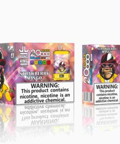 Bang King Box Double Crystal 20000 Puff 20k Display Screen Disposable Electronic Cigarette Vape-850mAh Battery, 40ml E-liquid, Multiple Nicotine 12 Flavors