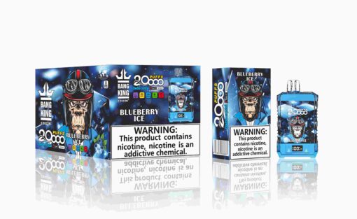 Bang King Box Double Crystal 20000 Puff 20k Display Screen Disposable Electronic Cigarette Vape-850mAh Battery, 40ml E-liquid, Multiple Nicotine 12 Flavors