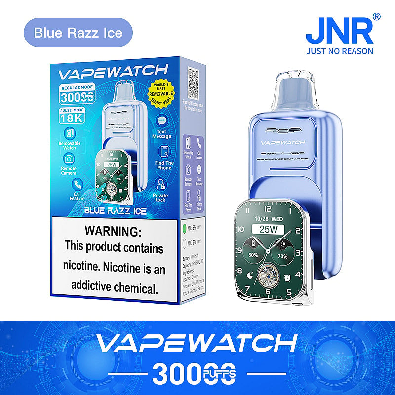 JNR Vape Watch 30000 30K Puffs Smoke Hot Selling Original Smart Disposable Vape-1000mAh Battery, 19ml E-liquid, Multiple Nicotine 10 Flavors