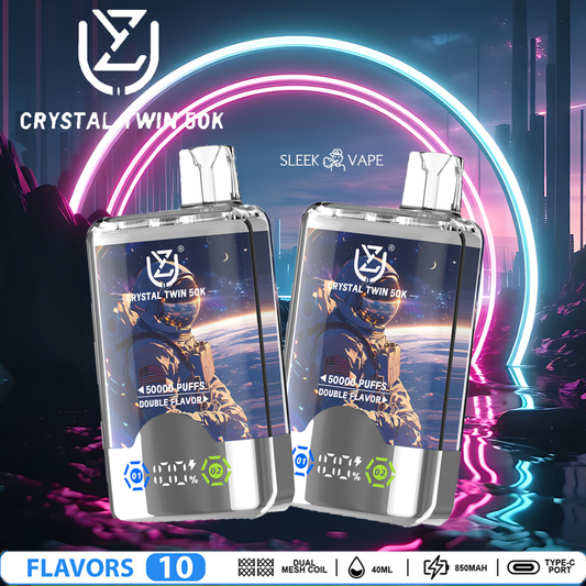 UZY Crystal Twin 50000 Puffs Double Flavor Disposable Vape with Dual Mesh Coil