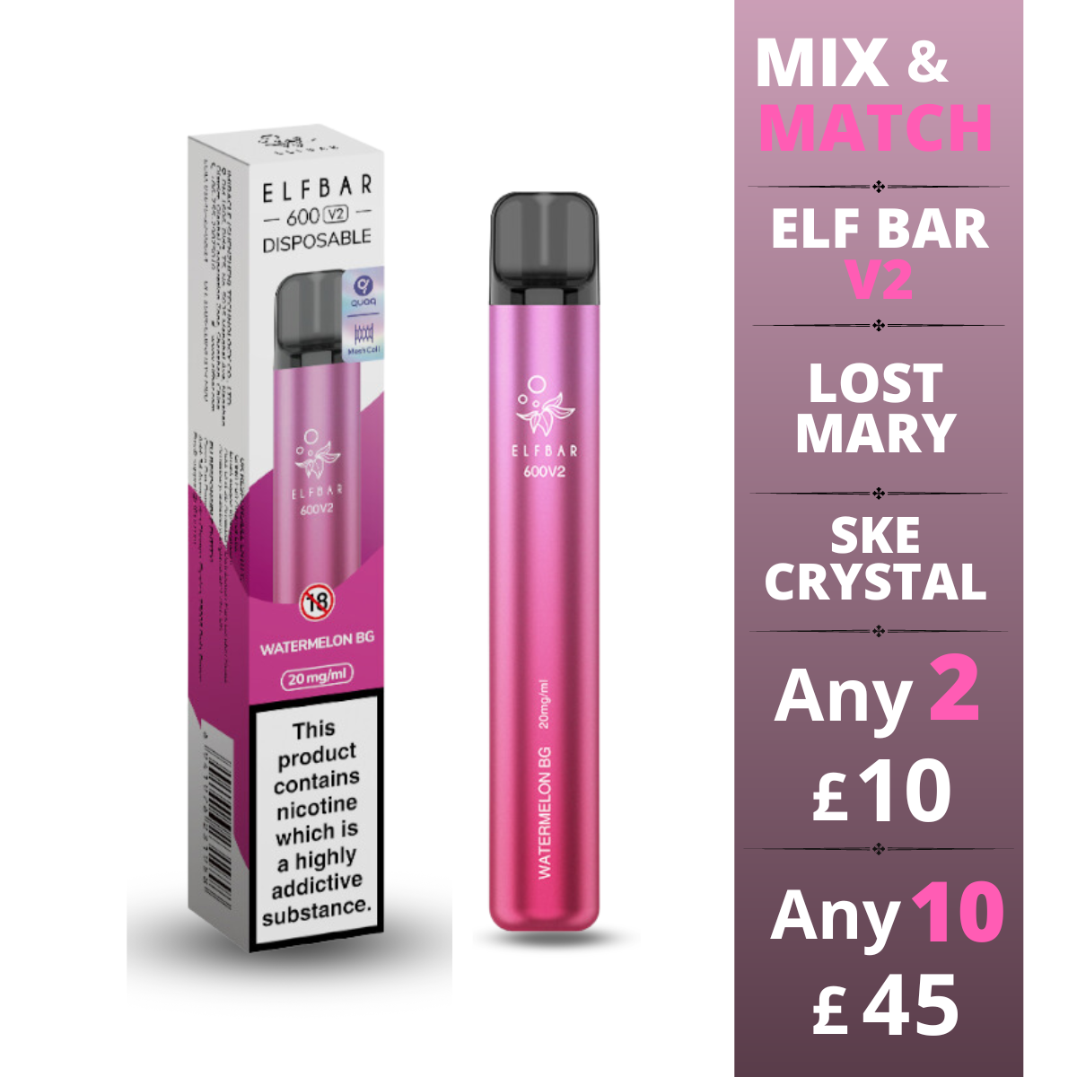 Watermelon Bubblegum - Elf Bar 600 V2