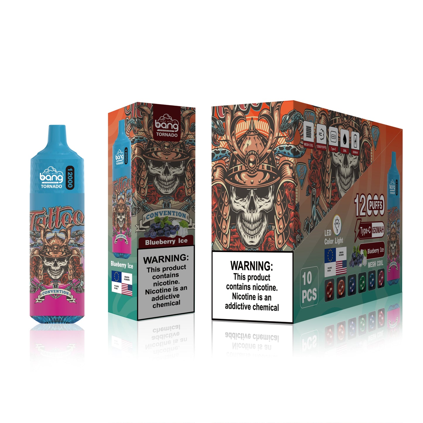 BangKing 12000 Puffs Smart Full Screen Turn Ice 30ML 10ML  850mah Wholesale Disposable Vape Puff 12k Prefilled Pod  22 Flavors