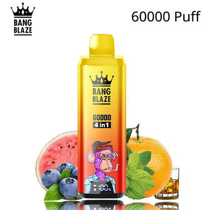 Bang Blaze 60k Puffs 4 in 1 Vape 60000 Puff 12 Flavours Wholesale Price-650mAh Battery, 54ml E-liquid, Multiple Nicotine 12 Flavors