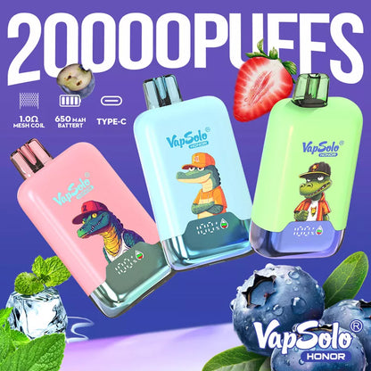 Vapsolo Honor 20000 Puffs 20k 15 Flavors Airflow Adjustable Vape