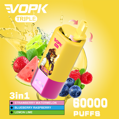 VOPK 3in1 60000 Puffs Vape 60K Disposable Wholesale Vape Pen E Cigarette Prefilled 54ml 650mAh Disposable Vape 12 Flavors  2% 5%