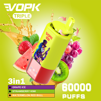 VOPK 3in1 60000 Puffs Vape 60K Disposable Wholesale Vape Pen E Cigarette Prefilled 54ml 650mAh Disposable Vape 12 Flavors  2% 5%