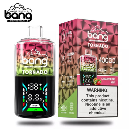 Bang Vape Tornado 40000 Puffs Triple Coils Digital Disposable E-cig-850mAh Battery, 40ml E-liquid, Multiple Nicotine 12 Flavors