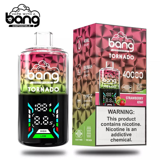 Bang Vape Tornado 40000 Puffs Triple Coils Digital Disposable E-cig-850mAh Battery, 40ml E-liquid, Multiple Nicotine 12 Flavors