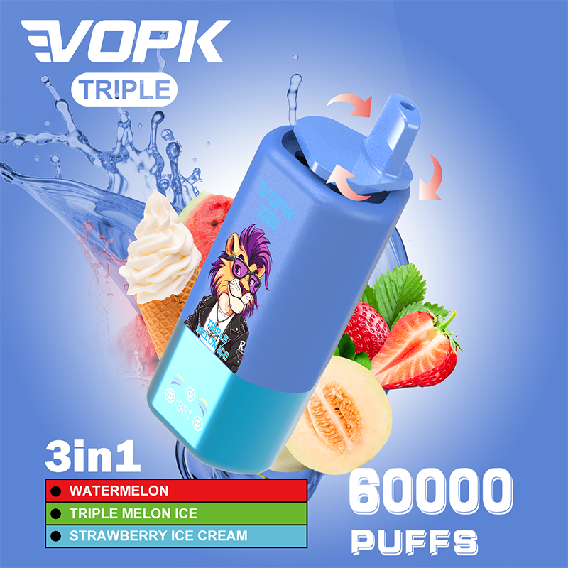 VOPK 3in1 60000 Puffs Vape 60K Disposable Wholesale Vape Pen E Cigarette Prefilled 54ml 650mAh Disposable Vape 12 Flavors  2% 5%
