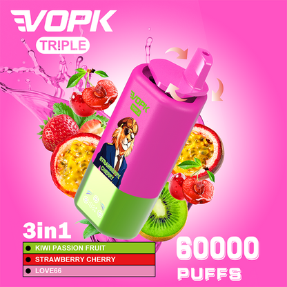 VOPK 3in1 60000 Puffs Vape 60K Disposable Wholesale Vape Pen E Cigarette Prefilled 54ml 650mAh Disposable Vape 12 Flavors  2% 5%