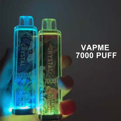 Vapme Crystal 7000 Puffs Vape Disposable 7000 Puff RGB Light 14ml  E-liquid 650mAh Battery 30 Flavors