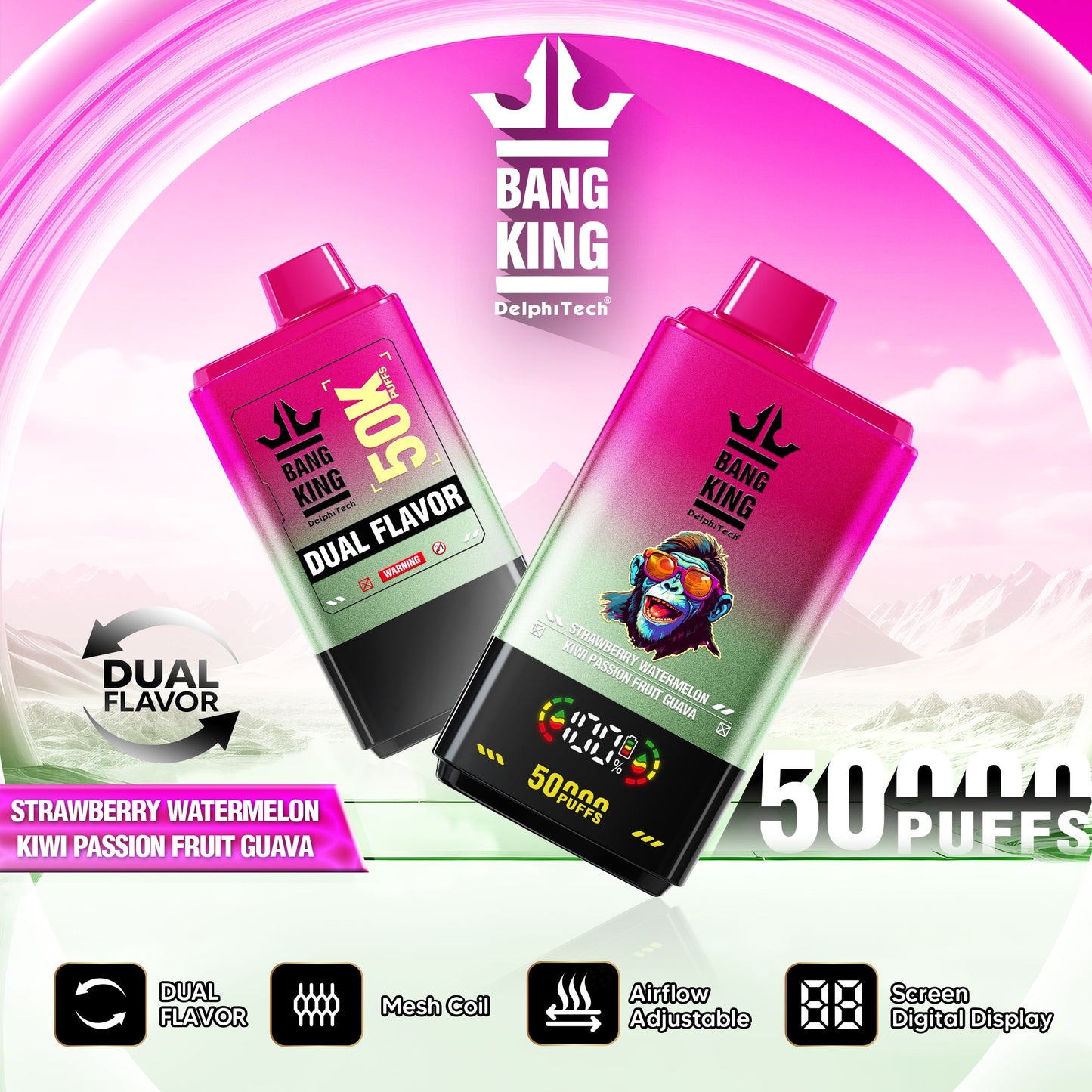 Bang King 50000 Puffs Disposable Vape - 50ml E-Liquid, 850mAh Battery 12 Flavors