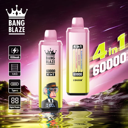 BANG BLAZE 4IN1 60000 Puffs Disposable Vape Wholesale(0% to 5% Nicotine) 56ML e-liquid &nbsp;650mAh 12 Flavors