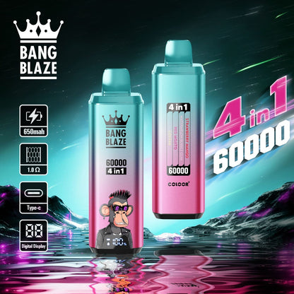 BANG BLAZE 4IN1 60000 Puffs Disposable Vape Wholesale(0% to 5% Nicotine) 56ML e-liquid &nbsp;650mAh 12 Flavors
