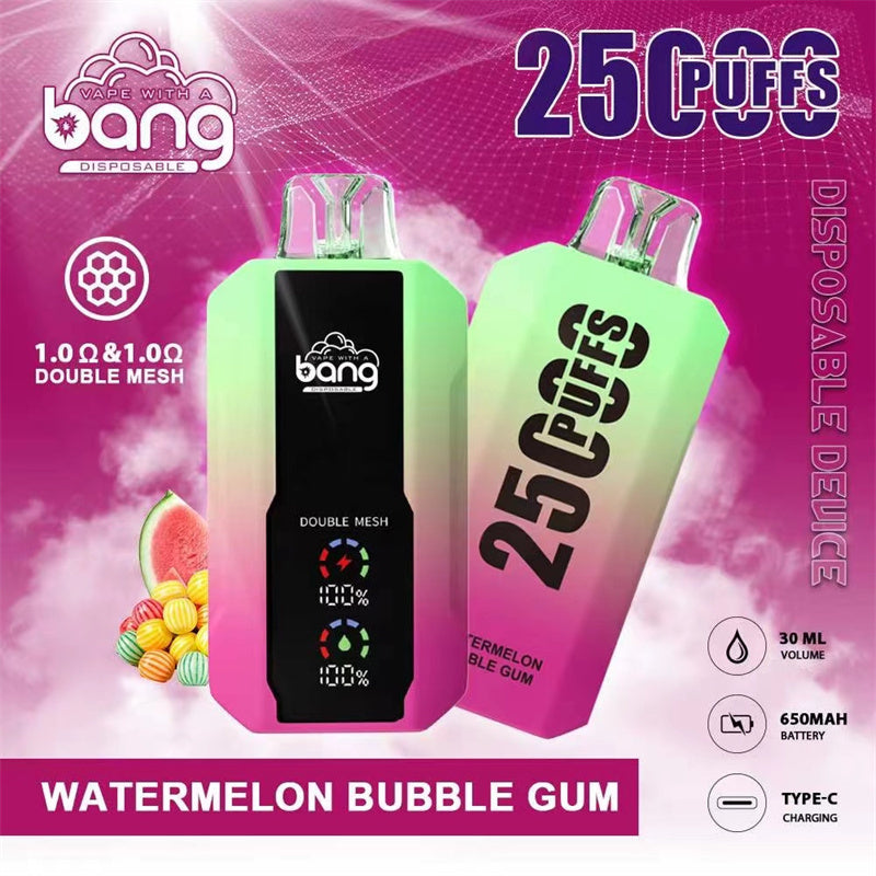 Bang 25000 Puffs LCD Screen Vape Dual Bang 25000 Puffs Vape 25K Disposable Vape Pen E Cigarette Prefilled 30ml 650mAh  Battery Disposable Vape 12 Flavors