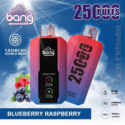 Bang 25000 Puffs LCD Screen Vape Dual Bang 25000 Puffs Vape 25K Disposable Vape Pen E Cigarette Prefilled 30ml 650mAh  Battery Disposable Vape 12 Flavors