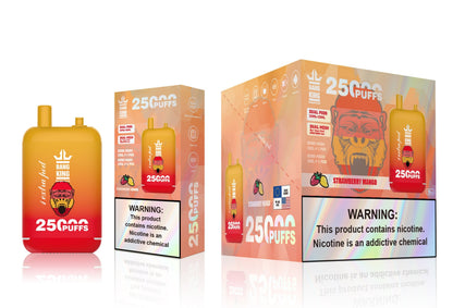 Bang King 25000 Puffs - 46mL Dual Tank (0% to 5% Nicotine)  650mAh Battery 12 Flavors
