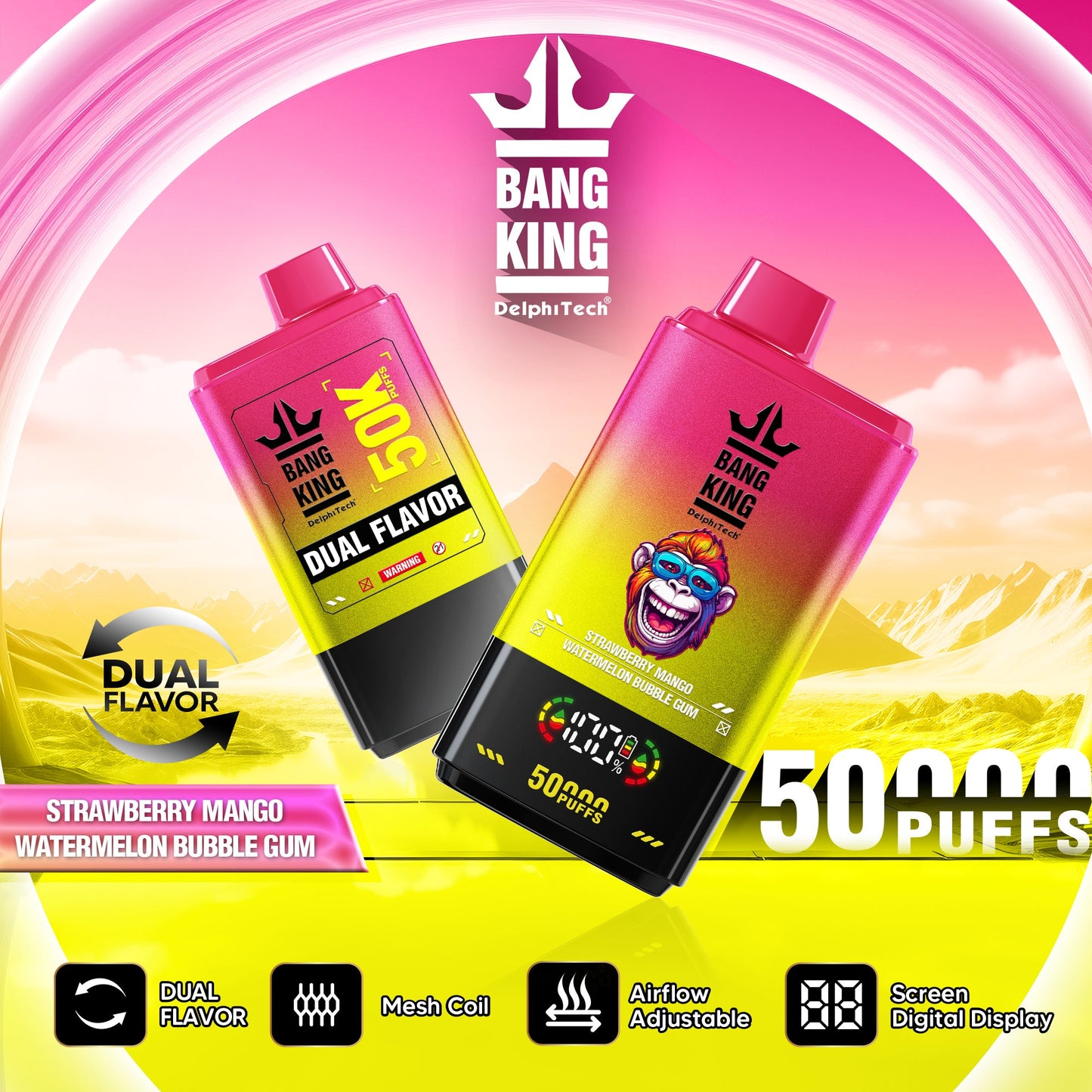 Bang King 50000 Puffs Disposable Vape - 50ml E-Liquid, 850mAh Battery 12 Flavors