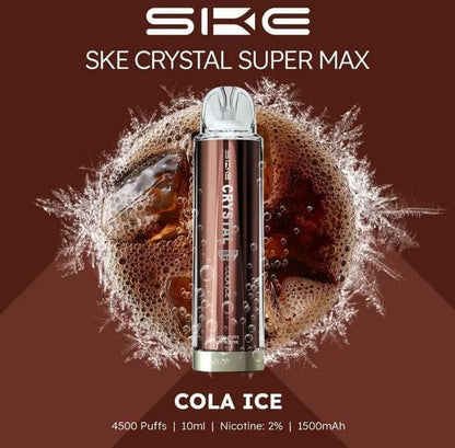 Crystal Supermax 4500 Disposable Bar Puffs  BY SKE -Nic 20MG 2ML 1500 MAH