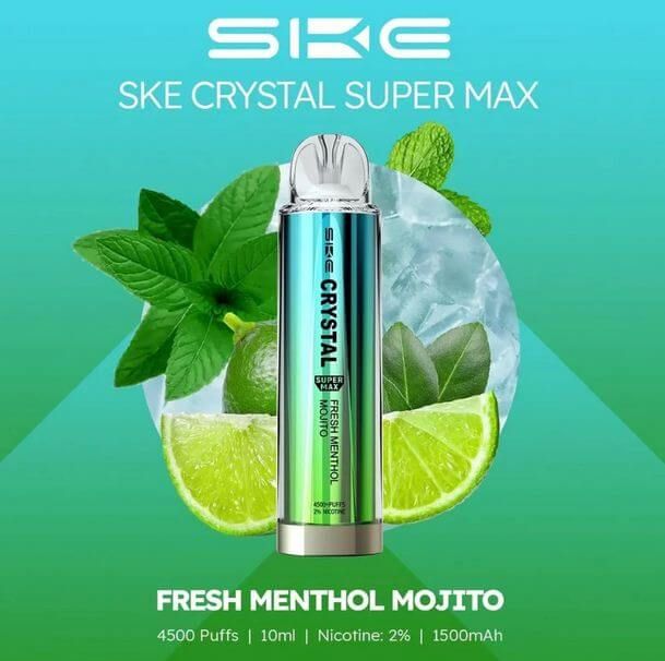 Crystal Supermax 4500 Disposable Bar Puffs  BY SKE -Nic 20MG 2ML 1500 MAH