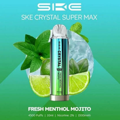 Crystal Supermax 4500 Disposable Bar Puffs  BY SKE -Nic 20MG 2ML 1500 MAH