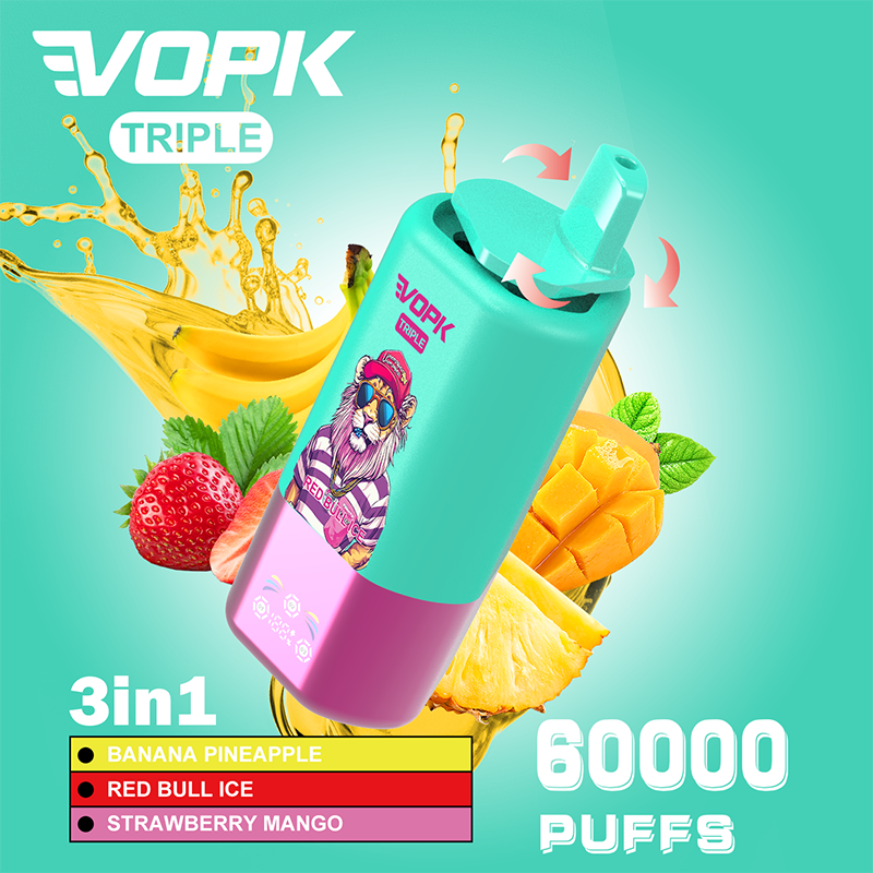 VOPK 3in1 60000 Puffs Vape 60K Disposable Wholesale Vape Pen E Cigarette Prefilled 54ml 650mAh Disposable Vape 12 Flavors  2% 5%