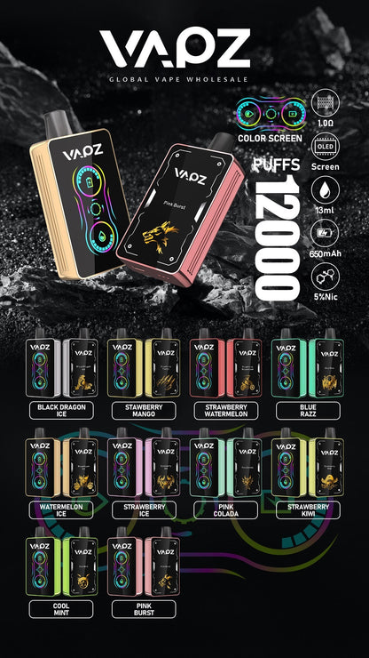 HOPEE 12000 Puffs Disposable Vape Wholesale,650mAh battery, 13ml E-liquid, Multiple Nicotine 10 Flavors