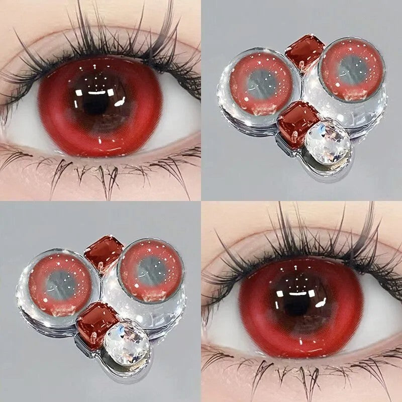 Natural beauty Red Lotus Red cos color contact lenses, half-year disposable, pure desire contact lenses, moisturizing, comfortable and not hurting the eyes (2)