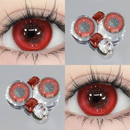 Natural beauty Red Lotus Red cos color contact lenses, half-year disposable, pure desire contact lenses, moisturizing, comfortable and not hurting the eyes (2)