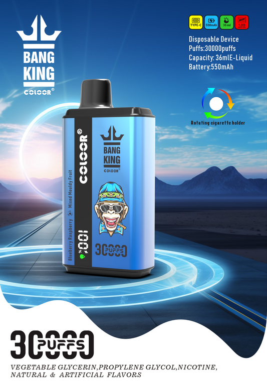 Bang King 30000 Puffs Disposable Vape  12 Flavors-850mAh Battery, 30ml E-liquid, Multiple Nicotine 12 Flavors