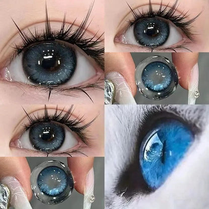 Natural Beauty Chasing Light Cat Eye Popular Green Series Color Contact Lenses Popular Pure Desire Contact Lenses Half-year Disposable Genuine Products Do Not Hurt Eyes